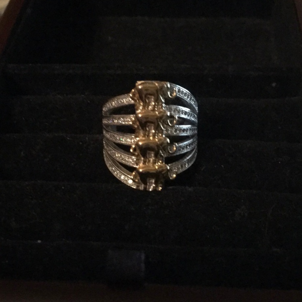 Sterling silver and gold plated elephant ring